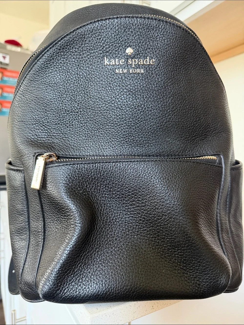 kate spade Black Pebbled Leather Mini Backpack with Gold Hardware